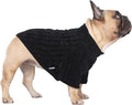 iChoue Pet Dog Winter Warm Sweater Clothes Turtleneck for English Bulldog Boston Terrier Corduroy Cold Weather Pullover Coat Shirt - Black/XLarge
