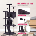 24/7 Shop at Home Court 70 inch Multi-Level Cute Cat Tree Tower with Dangling Ball and Scratching Posts for Indoor Cats Adults, Kitten Supplies, Pet House, Ash Gray