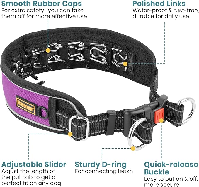 Mayerzon Patented No Pull Collar for Small Medium Large Dogs Beagle German Shepherd Rottweiler, Martingale Anti Pull Dog Collar with Buckle for Walking Training, Reflective, Adjustable, Waterproof