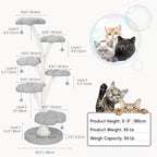 FKWin 71 Inch Tall Cat Tree, Flower Shape Scratching Post, Cat Scratcher, Cat Furniture for Indoor Cats, Kittens Pet House, Cat Bed with Hang Ball, Plush Cat Tower for Large and Small Cats(Gray)