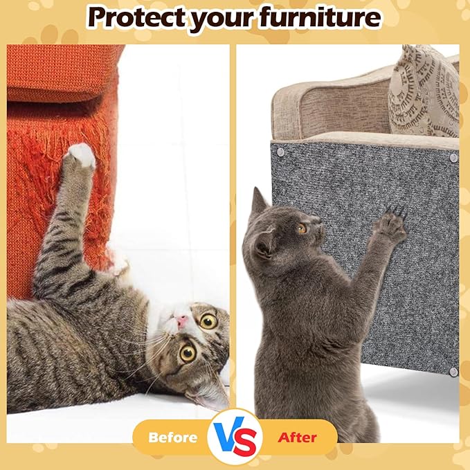 Cat Scratch Mat - 78.74"x15.74" Self-Adhesive Anti Scratching Pad for Couch, Trimmable DIY Cat Sofa Furniture Wall Cat Tower Protector, Replacement Pads for Pet Couch Protector from Claws Light Gray