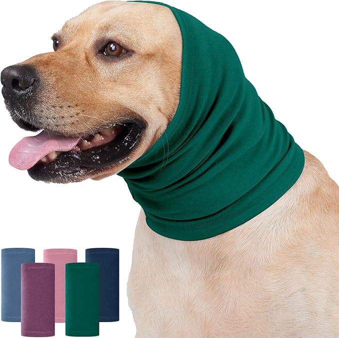 Nanaki Dog Calming Hoodie Ear Wraps for Dogs, Fireworks Ear Protection Head Muffs Doggy Warp Anxiety Relief, Doggy Hematoma Wrap, Pet Head Cover for Grooming and Force Drying Bathing Pet Protector