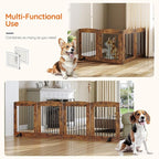 HOOBRO Indoor Dog Gate with Support Feet, 24 Inch 4 Panels, Freestanding Pet Gate for Doorway, Stairs, Folding Dog Fence, 360° Hinge for Easy Access, Sturdy Iron Pipe, Rustic Brown BF54PP03