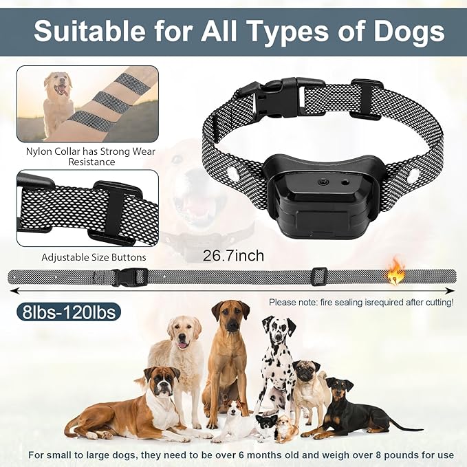Citronella Training Collar for Dog [1* Spray Refill] Dog Training Collar with Beep/Vibration/Spray 4 Mode & 6 Adjustable Sensitivities IPX7 Waterproof Safer Citronella Bark Collar for L/M/S