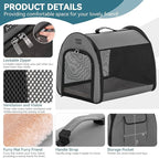 PETSFIT Soft Dog Crate, Travel Dog Crate - 19 Inch Lightweight, Roomy, Easy to Set Up, Sturdy Portable Dog Kennel with Thick Mat Grey