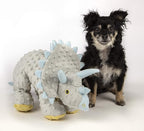 goDog Dinos Frills Squeaky Plush Dog Toy, Chew Guard Technology - Gray, Extra Large