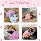 Dog Dresses, Fashion Pet Dog Clothes, Striped Mesh Puppy Dogs Princess Dresses (Pink, XX-Large)