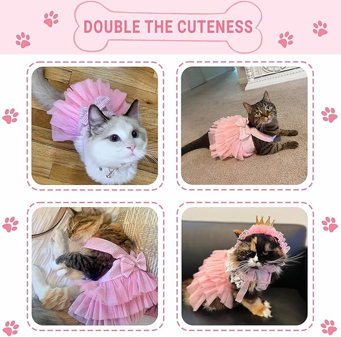 Dog Dresses, Fashion Pet Dog Clothes, Striped Mesh Puppy Dogs Princess Dresses (Pink, Small)