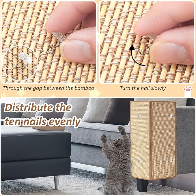 Newwiee 2 Pcs 23.6 x 15.7 Inch Couch Cat Scratch Protector Sofa Cat Scratching Mat with Helical Nails, Protector Pads for Pet Indoor Furniture Sofa Couch Covers Carpet