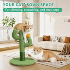 Cat Tree for Indoor Cats — Cactus-Shaped Mini Scratching Post, Compact Apartment Tower for Kittens & Adult Cats, Fun Play & Furniture Protection