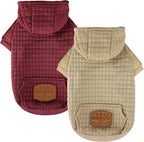 2 Pack Dog Hoodie Sweaters for Small Medium Dogs Warm Dog Clothes for Large Dogs Soft Waffle-Like Laminated Sweatshirt Bulldog (Brown+Wine Red, M/L (Back: 17",Chest: 24.5", Neck: 14.5"))