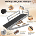 Dog Ramp for Bed, 5 Adjustable Height Wooden Ramp for Dogs from 16"–24", 17" Wide Pet Ramps for Dogs to Get on High Bed/Couch/Car with Soft Padding & Anti-Slip Grip, Up to 250LBS for Small/Large Dog