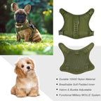 Tactical Small Dog Harness Tactical Puppy Vest with Rubber Handle K9 Military Adjustable Pet Cat Vest Harness for Outdoor Training XS Dog Harness (Green Harness)