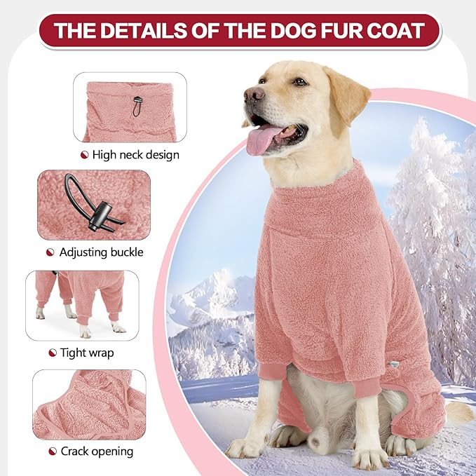 Dog Winter Coat for Small Medium Large Dog for Run Walk Sleep Warm Fleece Pet Sweater & Windproof Pajamas Snow Jacket Small Pink
