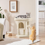Yaheetech 23.5in Cat Tree Tower, Cat Condo with Sisal-Covered Scratching Posts, Cat House Activity Center Furniture for Kittens, Cats and Pets - Beige