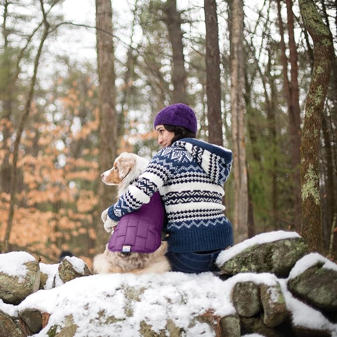 Kurgo Loft Dog Jacket - Reversible Cozy Coat for Outdoor Adventures - Water Resistant - Athletic Fit - Machine Washable Fabric - Reflective Dog Gear - X-Large - Deep Violet