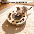 YUNIQUE Scratching Pad Ball Track Cat Toy for Indoor Cats,Round Busy Box Scratcher with Bell Ball
