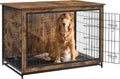 Feandrea 44.1" Dog Crate Furniture, Indoor Dog Cage Side End Table, XL Pet Wood Kennel for Large and Medium Dogs up to 80 lb with Multi-Purpose Removable Tray, Double-Door Pet House, Rustic Brown