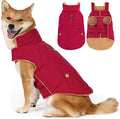 Dog Coat, Warm Winter Dog Waterproof Jacket for Medium Dogs, Fleece Lined Adjustable Dogs Coats Cold Weather Windproof Doggie Snowsuit with Leash Hole, Red X-Large