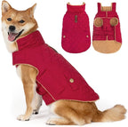 Dog Winter Coat, Warm Dog Jacket Windproof Waterproof Pet Cold Weather Coats for Small Dogs, Turtleneck Fleece Lined Dogs Clothes with Leash Hole, Red Medium