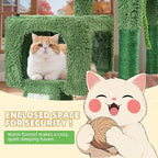 TWDEPART 37.5" All-in-One Cat Tree Tower with Scratching Board & Posts Cozy Sleeping Perch Hammock and Toy Balls, Green