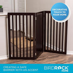 INTERNET'S BEST Dog Gate Indoor Freestanding Pet Barrier, Folding Wood Dog Fence, Extra Wide Doorway Puppy Gate, Indoor Animal Privacy Panel, Wooden Cat Fence - 3 Panel - 36", Espresso