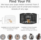 IRIS USA Dog Playpen with Door, 24” 8 Panel Pet Exercise Pen – Indoor Outdoor Puppy Play Pen, Portable Plastic Pet Fence for Small Medium Dogs, Foldable 83.5” x 83.5” x 24”, White