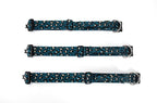 Heavy Duty Dog Collar with Unique Leopard Totem Design Adjustable Durable Nylon Collar, Metal Buckle for Large Dogs Bold Style for Training & Outdoor Adventures (Blue Leopard L)
