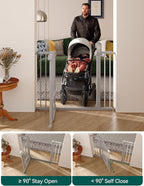 Babelio 29-48" Extra Wide Baby Gate with Adjustable Cat Door,Easy Install Pressure/Hardware Mounted,Auto Close Pet door for Stairs,House,Doorways,Effortless Walk Thru,Gray