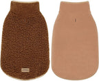 cyeollo Fleece Dog Jacket Reversible Turtleneck Furry Sweater Thick Dog Clothes for Winter Warm Cold Weather Coats for Small Medium Dogs Apparel, Brown, XL