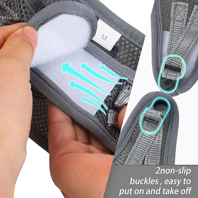 Dog Harness for Small Dogs and Leash Set, Honeycomb Grid, Reflective Lightweight Harness & Anti-Twist Pet Lead (Multi Color, Size: XS-S-M) (S, Grey)