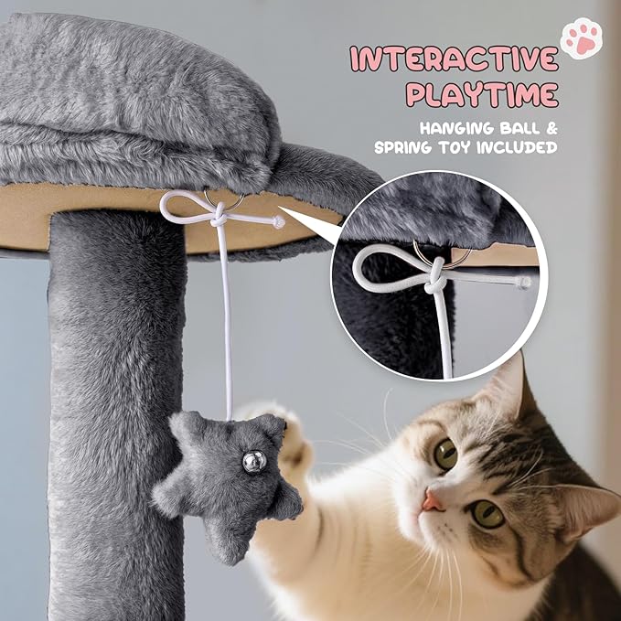 MoNiBloom 70 Inch Cat Tree Tower for Indoor Cats Large Adults, Tall Cat Tower with Scratching Post, Multi-Level Furniture Activity Center with Cat Condo Pet Play House, Smoky Grey