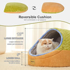 Jiupety Cute Cat Beds for Indoor Cats, Cave Bed for Kittens, Hideaway Cat House & Tent with Anti-Slip Bottom, Washable Removable Cushion, M(16"x16"x13"), Green