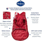Blueberry Pet Cozy & Comfy Windproof Lightweight Quilted Fall Winter Glossy Dog Puffer Jacket in Deep Rouge, Back Length 14", Size 12, Warm Coat for Small Dogs