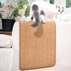 CHEERPALS Sisal Cat Scratcher Mat for Indoor Cats, 23.6 X 15.7 Inch Natural Sisal Fabric Scratching Pad Horizontal Scratch Rug with Sticky Tapes, Protect Couch, Wall and Carpets (Brown)