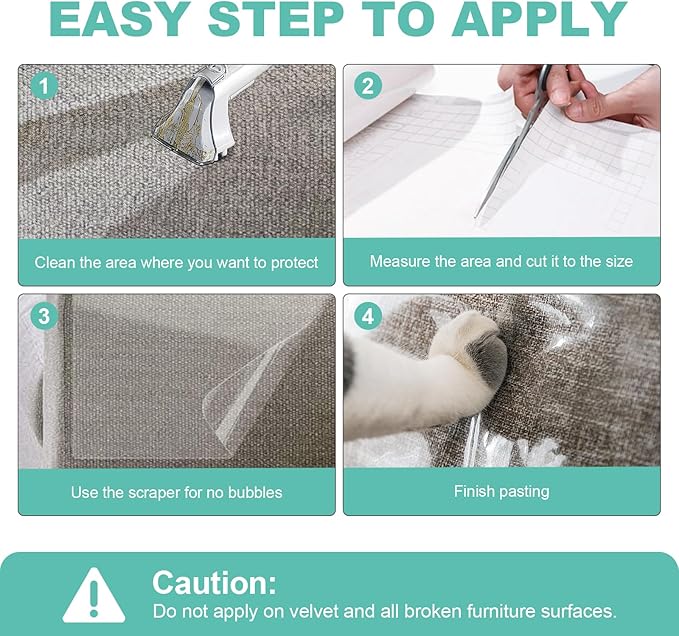 Door Protector from Dog Scratching, Thicken Single Side Adhesive Couch Cat Scratch Protector, Clear Heavy Duty Flexible Door Claw Shield, Anti Scratch Furniture Protector - (197" x 12")