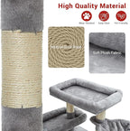 Cat Tree for Large Cats 67 Inches,Multi-Level Cat Tower with Scratching Posts, Condo, Perches, Hammock, Tunnel & Feeding Station,Light Gray