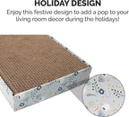 Furhaven Scratching Board w/ Catnip for Indoor Cats, Reversible - Holiday Corrugated Scratcher Pad - Hanukkah Print, One Size