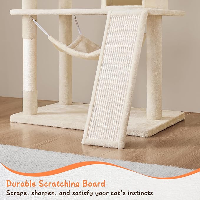 Topeakmart Cat Tower for Indoor Cats 63.5inch, Cat Furniture Condo with Scratching Posts as Kitten Activity Center