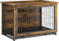 JY QAQA Dog Crate Furniture, Wooden Dogs Crate Table, Double-Doors Dog Furniture, Indoor Dog Kennel, Dog House, Dog Cage/Brown/L