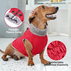 Warm Fleece Dog Coats with Durable Harness Buitl in D-Ring,Waterproof Doggie Jacket for Large Dogs,Dog Vest for Cold Winter,Red XXL
