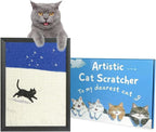 Art Cat Scratcher, Wall Mounted Sisal Cat Scratcher for Indoor Cats 17.01x13.1x1.18 Inches, Furniture Protector, Cat Scratch Rug, Decorative Cat Wall,Easy Install,No Drilling