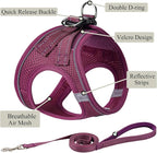 Dog Harness with Leash Set, No Pull Adjustable Reflective Step-in Puppy Pet Vest Harnesses for Small Medium Large Dogs and Cats,Cranberry M