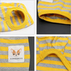 LOPHIPETS 100% Cotton Striped Dog Shirts for Small Dogs Chihuahua Puppy Clothes Tank Vest-Yellow and Gray Strips/XL