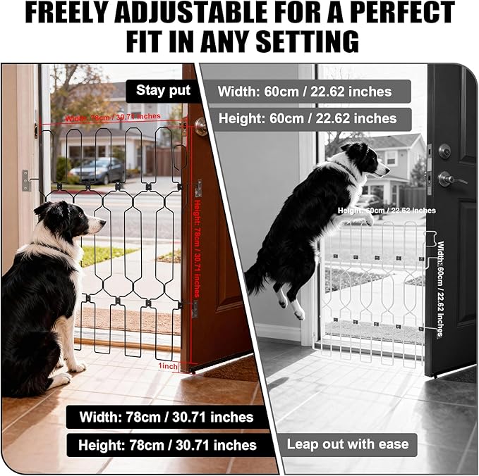 Retractable Dog Gate for Front Door, 35" Safety Metal Pet Gate for Dogs When Opening, Easy Install Front Entry Dog Door Barrier