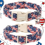 ARING PET 4th of July Collars for Dogs, Fourth of July Patriotic American USA Flag Red White Blue Dog Collar for Puppy Small Medium Large Boy Girl Doggy-L