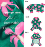 Fitwarm Flower Fleece Dog Pajamas, Warm Winter Dog Clothes for Small Dogs Girl, Cozy Pet Onesie with Feet, Dark Green, XL