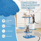 Tangkula Cat Tree Tower, 54 Inch Tall Cat Tree with Cat Condo, Hammock, Dangling Ball, Plush Fabric Top Perch, Cute Cat Tower with Sisal Scratching Post for Indoor Cats Large Adult