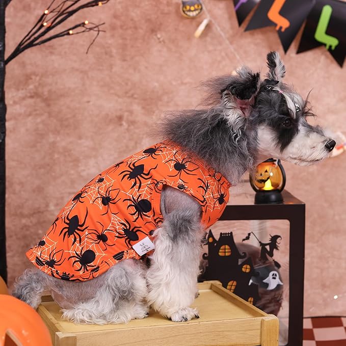 CuteBone Halloween Dog Shirts 2-Pack Soft Pet Clothes Breathable Summer Vest for Small Puppy and Stretchy Cat Apparel 2BX22S