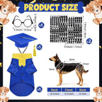 5 Pcs Dog Graduation Costume Set Include 2026 Pet Graduation Gown with Stole Puppy Grad Cap Lensless Glasses DIY Letter Stickers for Dogs Cats Holiday Costume Accessory(Blue Yellow,XL)